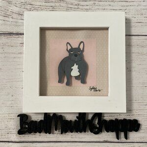 *Paper & Piece Grey Frenchie Paper Cut Collage 3D Art